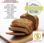 Starfrit Electric Bread Maker - 2lb Loafs - Non-Stick Removable Pan - Automatic Nut Dispenser - 13 Preset Programs - 550W