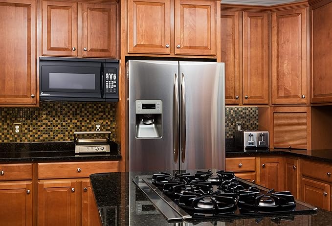 Impecca OM-1600K 1.6 cu. ft. Over-the-Range 30” Microwave Oven 1000 Watts, with Surface Light, 2 Speed Vent System, Touch-pad Controls, Digital Clock, Timer, LED Display and Child Lock, Black