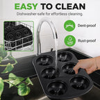 NutriChef Nonstick Donut Pans for Baking | 6 Durable & Easy to Clean Doughnut Molds | Fits Full-Sized Doughnuts | Oven Safe Up To 450F | Bake Perfect Donuts & Bagels | 12.5 x 8.5 Donut Trays | 2 Pack