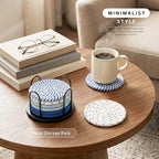 Lazebox Coasters Set of 8 for Drinks, 4 Inch Large Coasters for Coffee Table, Tabletop Protection for Hot & Cold Drinks, Versatile Coasters for Home Decor, Non-Slip & Easy to Clean
