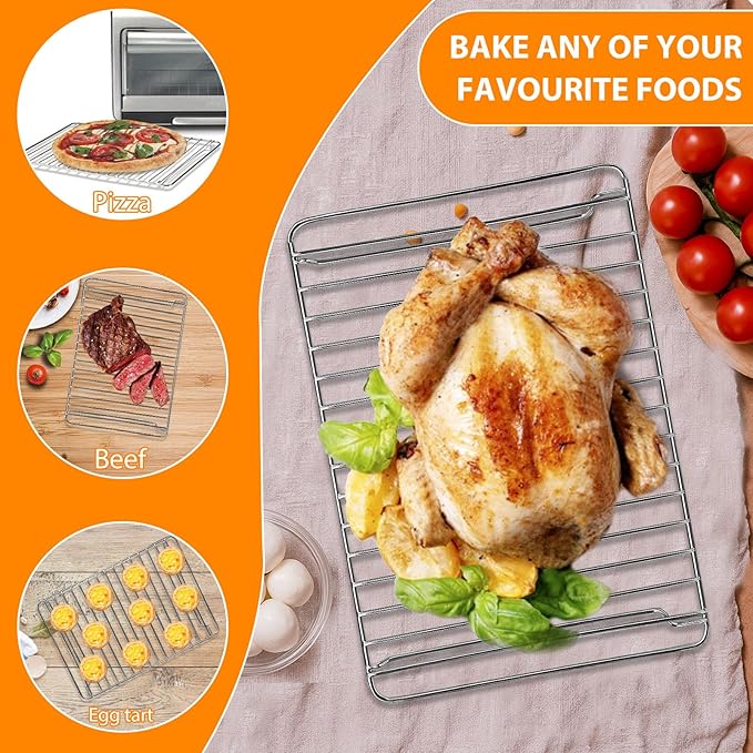 Countertop Toaster Oven Accessories for Hamilton Beach Convection Oven, 12.6×9 IN Food Grade Stainless Steel Toaster Oven Accessories Wire Rack, Dishwasher Safe