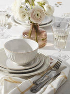 Lenox French Perle Groove 12-Piece Plate & Bowl Set, 23.05 LB, White