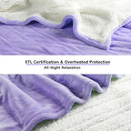 Electric Heated Blanket King Size - 90"x100", Soft Flannel Heating Blanket, 10 Heating Levels, 1-12 H Auto Shut Off, Breathable Warm and Washable for Bed, Light Purple