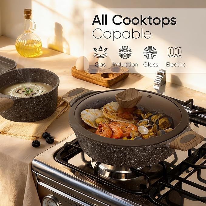 CAROTE 31pcs Pots and Pans Set Non Stick, Cookware Set Pots and Pans Induction Cook Ware, Nonstick Kitchen Cooking, PFOA Free
