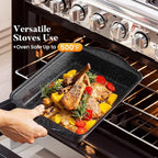 Kitchen Academy 17Pcs Induction Cookware Sets, Granite Pots and Pans Set Non Stick, Black Kitchen Cooking Pans, PFOA & PFOS Free