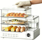 Electric Steamer: 24L/25QT Electric Steamer for Cooking, 3 Tier Food Steamer with Detachable Water Tank, Steamer for Food with 800W Power for Veggies, Seafood & Rice, BPA-Free