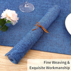 Homaxy Cloths Placemats for Dining Table Set of 12, Heat Resistant Washable Cotton Linen Blend Table Mats, Easy to Clean Place Mats for Indoor Outdoor Party Kitchen Decoration, 13" x 19", Blue