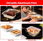 8x8 Aluminum Foil Pans, 35 Pack Disposable Trays Half Size Heavy Duty Tin Pans Deep Food Containers For Cooking, Meal Prep, Baking, Roasting, Chafing, Heating or Steam Table
