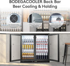 BODEGA BODEGACOOLER Commercial Bar Refrigerator with 2 Glass Door,7.4 Cu.Ft Beverage Refrigerator Cooler,Large Display Bar Cooler Fridge,Adjustable Shelves,Hold Beer,Soda Drinks,Wine