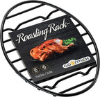 GOURMEX Black, Oval Oven Roasting Rack with Integrated Feet | Ideal for Cooking, Baking, Roasting, Cooling and Grilling | Non-Stick Coating, PTFE Free | Oven and Dishwasher Safe Rack (6 x 9")
