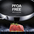 DOTCLAD Wok pan,Hybrid 13 inch Wok with Lid, PFOA Free Cookware,non stick Stainless Steel Woks & Stir-fry pans Nonstick, Dishwasher and Oven Safe, Works on Induction