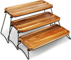 3 Tier Cupcake Stand and Towers Large Serving Tray for Party Acacia Wooden Dessert Table Display Set Decorative Tray Tiered Tray Decor Small Chees Charcuterie Boards Rustic Wood Serving Platters Trays