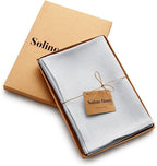 Solino Home Linen Napkins Set of 4-100% Pure Linen Silver Cloud Dinner Napkins Cloth 20 x 20 Inch for Winter - Fete, Handcrafted and Machine Washable