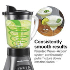 Hamilton Beach Blender and Food Processor Combo for Shakes & Smoothies, With 3 Cup Electric Food Chopper Attachment, 40 oz Glass Jar, Blender Travel Cup, 700 Watts Peak Power, Gray & Black (58163)