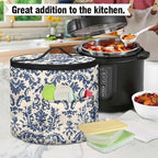 Electric Damask Flower Pressure Cooker Insulation Bag for Home Reusable Pressure Cooker Storage Bag Retro Kitchen Appliance Dust Cover for Picnic