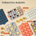 BRONYPRO 24-Cup Non Toxic Nonstick Ceramic Mini Muffin Pan & Cupcake Tin, PFOA & PFOA Free, Heavy Duty Rust-Resistant Aluminized Steel, Oven & Dishwasher Safe, Blue