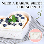 8 Inch Heart Shaped Cake Pans Large Heart Cake Pan Nonstick Silicone Molds for Baking Set of 3 (Cream)