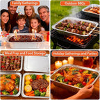 (26 Pack) Disposable 9x13 Aluminum Foil Pans with Lids, Half Size Aluminum Foil Heavy Duty Deep Steam Pans for Roasting Turkey, Cooking, Prepping- Thanksgiving, Christmas, Parties