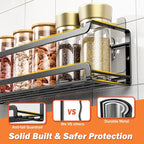 Bunoxea Spice Rack wall mounted 2 Pack, Space-Saving Spice Organizer for Spice Jars and Seasonings,Screw or Adhesive Hanging Spice Rack Organizer for Your Kitchen Cabinet,or Pantry Door