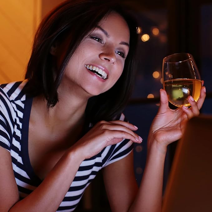 Bravario Unbreakable Stemless Plastic Wine Glasses | Reusable | Shatterproof 100% Tritan Plastic | Dishwasher-Safe | BPA-free | Awesome for Indoor & Outdoor | 16 oz, Set of 12
