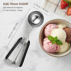 Extra Large Ice Cream Scoop 70MM, Trigger Release Stainless Steel Cookie Scoop, Portion Scoop 3.7 oz/105ml, Commercial Food Disher, for Portion Control, Cookie Dough, Cupcake Batter (7 Tablespoon)