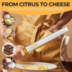 Orblue Lemon Zester & Cheese Grater - Premium Citrus Zester, Kitchen Grater for Parmesan, Chocolate, Fruits, Vegetables, Ginger, Garlic, Nutmeg - Stainless Steel Blades with Protective Cover, Yellow