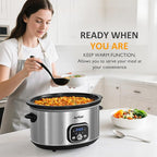 Sunvivi Slow cooker Pot 8.5 QT Programmable Stainless Steel Color : Multi-Cooker Food Warmer with Delay Function, Adjustable Tempature Control, Dishwasher Safe, Perfect for Families, Sliver