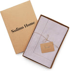 Solino Home Linen Napkins Set of 4 - Classic Hemstitch 100% Pure Linen Lilac Dinner Napkins Cloth 20 x 20 Inch for Valentines - Handcrafted and Machine Washable