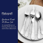 Pfaltzgraff Garland Frost 53-Piece Stainless Steel Flatware Serving Utensil Set and Steak Knives, Service for 8 (Pack of 2)