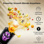 Portable Blender for Smoothies & Shakes - 20oz Mini Smoothie Maker - USB-C Rechargeable Juicer - Leakproof Lid with Filter & Carry Handle - Self-Cleaning Personal Blender - Dishwasher Safe - BFA Free