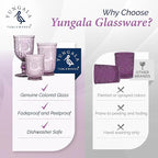 Yungala Purple Glassware, set of 6 purple drinking glasses small textured colored vintage glass cups 8 oz purple water glasses