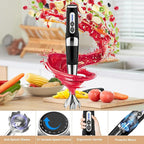Toogel Cordless Immersion Blender, Electric Hand Blender with 21-Speed & 3-Angle Adjust, USB Rechargeable, BPA-Free & Dishwasher Safe for Baby Food, Smoothies, Soup (Black)