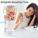 Cereal Dispenser Countertop 2Pcs, 3.2L Cereal Containers Storage Snack Dispenser with Bowls Spoons Cutlery Box, Dry Food Dispenser for Pantry, Storage Grains, Oatmeal Nut, Granola, White