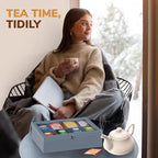 Tea Bag Organizer - Grey Bamboo Tea Box Organizer Storage Box, Tea Bag Holder with Acrylic Window, Magnetic Lid Keeps Tea Bags Fresh - Tea Organizer Caddy (Tea Not Included) Christmas Gift - Gray