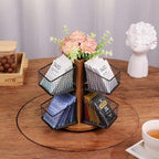 HTB Carousel Tea Bag Organizer for Counter, 2 Tier Tea Bag Holder with 6 Removable Tea Baskets and Acacia Wood Station, Tea Organizers and Storage for Cabinet, Countertop