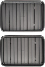GoodCook Set of 2 Nonstick Steel 9" x 6" Toaster Oven Mini Baking Sheets with Racks, Gray