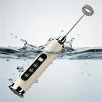 YUSWKO Milk Frother Wand for Coffee, Handheld Coffee Frother, Rechargeable Drink Mixer, Waterproof Electric Whisk, Beige