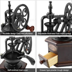 IMAVO Manual Coffee Grinder, Wooden Coffee Bean Grinder with Cast Iron Hand Crank, Antique Design, Perfect for Home,Rustic,Coffee Shop Decoration,Gift