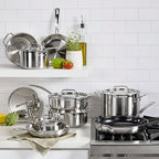 Cuisinart 15 Piece Cookware Set, MultiClad Pro Triple Ply, Silver, MCP-15N