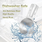 2PCS 1/3Cup (80ml, 2.6oz) Single Measuring Cup, Etched Inner Scale Stainless Steel Measure Scoop, Metric and US Measurement, Dishwasher Safe