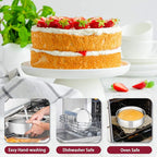 P&P CHEF 9.5 Inch Cake Pans Set, Round Baking Pan Stainless Steel Layer Birthday Wedding Cake Oven Pans, Non Toxic & Heavy Duty, Deep Side & Mirror Finish, Dishwasher Safe, (2Pcs)
