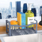 Maifan Stainless Steel Kitchen Sink Caddy Organizer with Auto Drain Tray, Sponge Holder for Countertop Storage Grey Blue
