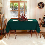 Green Textured Fabric Rectangle Tablecloth, Faux Linen Water Resistant Rectangular Table Cloth, Washable for Dinig Party Holiday Decoration, 60 x 102 Inch