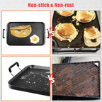 Vayepro 2 Burner Griddle Pan with Glass Lid, Stove Top Flat for Glass Stove Top, Aluminum Pancake, Non-Stick for Gas Grill, Double Burner Camping