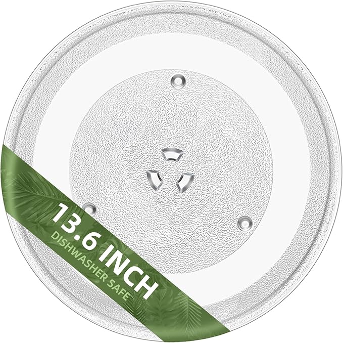 13.6" Microwave Turntable Plate Compatible with GE WB27X43766 WB48X35365, 13 5/8 inch Replacement Microwave Glass Plate for DE74-20016B Samsung and Frigidaire 5304509621 Microwave Glass Tray