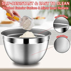 DUTZUN Mixing Bowls with Strainer, Mixing Bowl with Lids Set, Stainless Steel Mixing Bowls, Kitchen Gadgets Salad Bowls with Strainer for Mixing & Preping & Serving, Multicolor