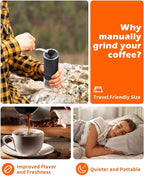 Manual Coffee Grinder With Ceramics Burr For Espresso,French Press,40 Adjustable Settings,Portable Hand Coffee Bean Mill For Home Use and Camping Travel,Coffee Bean Grinders With Hand Crank