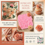 1 Pcs Beautiful Rose Silicone Mold, Food-Grade Romantic Floral Wedding Cake Decoration Fondant Mold, for Chocolate Candy Sugar Crafts Flower Paste Dough Chewing Gum Resin Crafts Plaster Clay