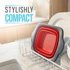 Comfify XL Large Kitchen Strainer - Collapsible Silicone Over-The-Sink Colander with Extendable Handles - Use with Pasta, Fruit, Berries & Veggie - 6 Quart - Red