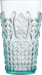 KLIFA- BLOIS- 20.5 ounce, Set of 6, Acrylic Highball Drinking Glasses, BPA-Free, Stackable Plastic Drinkware, Dishwasher Safe, Vintage Looking Cups, Light Teal